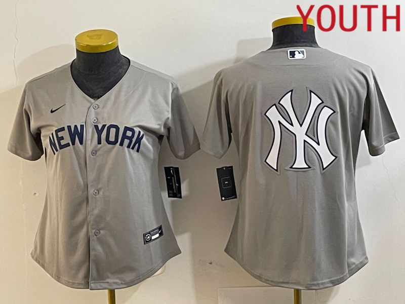 Youth New York Yankees Blank Grey Nike Game 2024 MLB Jersey style 2